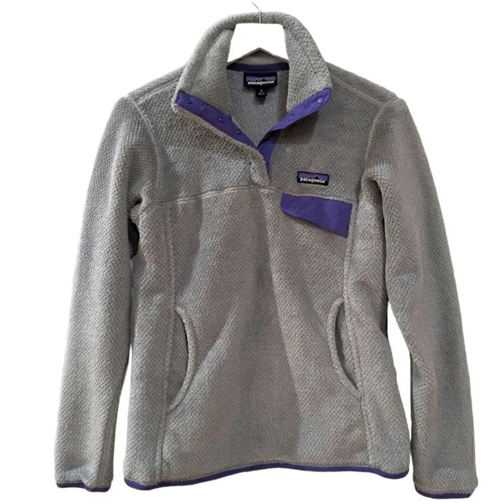 Patagonia Retool Snap-T Fleece Pullover Womens Size S in Grey Purple 25442 FA15